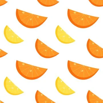 Fruity citrus seamless pattern with oranges and lemons. Wrapping textures and Stock Illustration