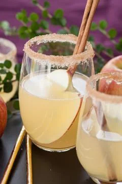 Fruity cocktail with apple Stock Photos
