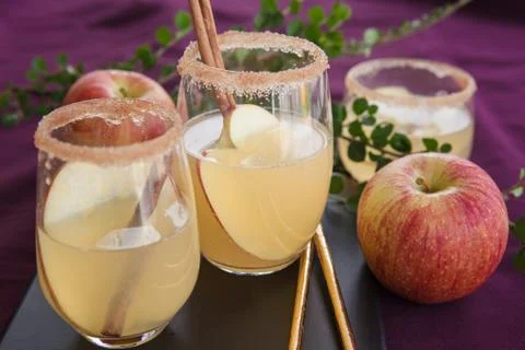 Fruity cocktail with apple Stock Photos
