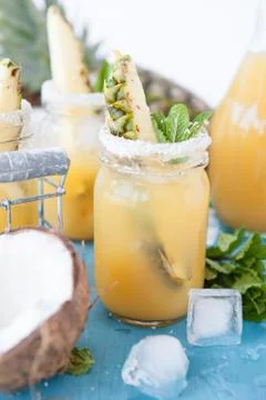 Fruity cocktail with pineapple Stock Photos