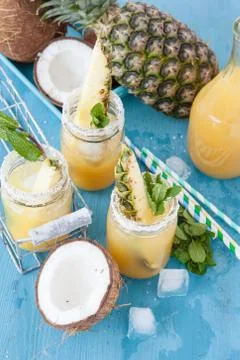 Fruity cocktail with pineapple Stock Photos