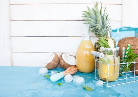 Fruity cocktail with pineapple Stock Photos