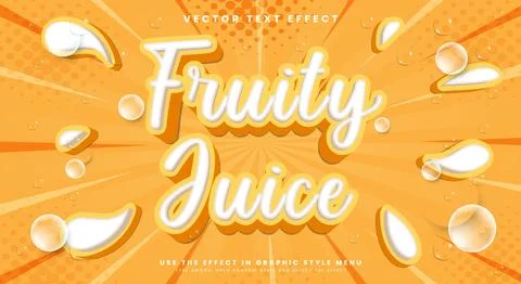 Fruity Juice editable text style effect Stock Illustration