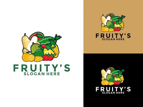 Fruity logo vector, Fruit store logo design template Stock Illustration