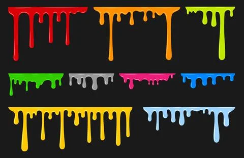 Fruity melted liquid drop current colored flat set Illustrazione stock