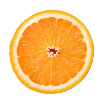 Fruity orange isolated on white Stock Photos