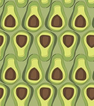 Fruity pattern with avocado fruit Stock Illustration