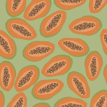 Fruity pattern with papaya fruit Illustrazione stock
