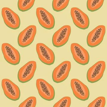 Fruity pattern with papaya . Vector illustration. Tropical fruits. Modern exotic Stock Illustration