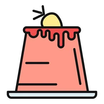 Fruity pudding dessert with berry sauce topping icon Stock-Illustration