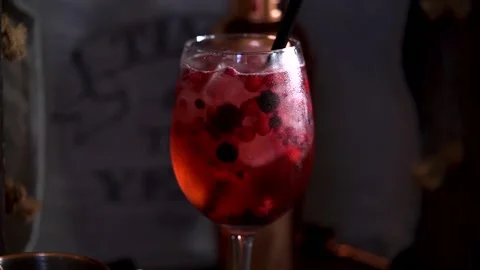 Fruity red cocktail HD Stock Footage 175697569