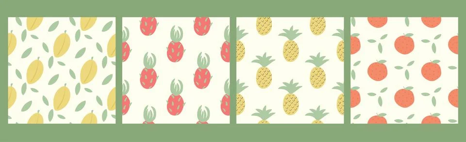 Fruity seamless pattern set vector illustration イラスト素材
