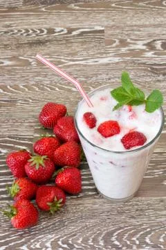Fruity strawberry milkshake Foto stock