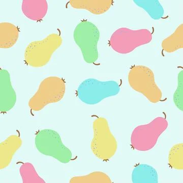 Fruity vector colorful pears seamless pattern Stock Illustration