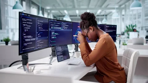 Frustrated African American Software Engineer Overwhelmed Stock Footage 328400410