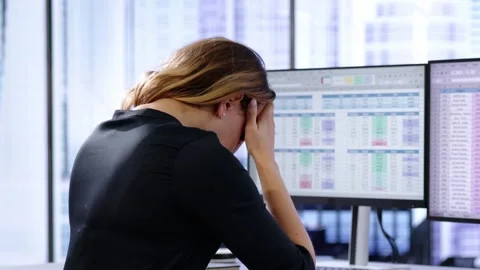 Frustrated Analyst With Spreadsheet Data Stock Footage 261136563
