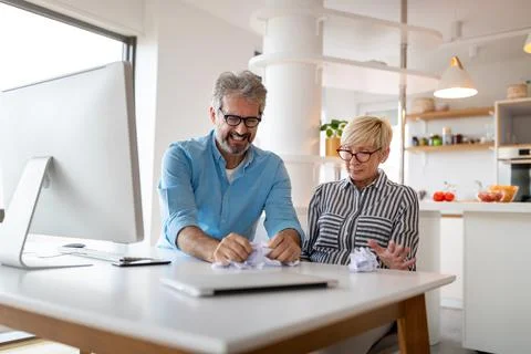 Frustrated business people stressed and overworked yelling in office Stock Photos