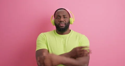 Frustrated dissatisfied sad bearded man folds arms looks with offended Stock Footage 150296578