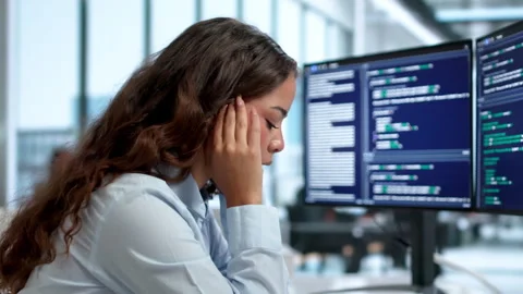 Frustrated Female Engineer Tries Stock Footage 335459681