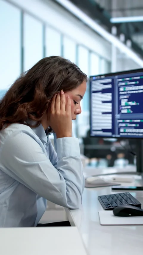 Frustrated Female Engineer Tries Stock Footage 335882715
