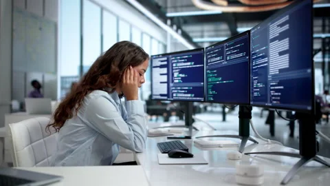 Frustrated Female Engineer Tries Stock Footage 336375842