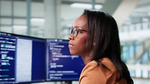Frustrated Female Software Developer Bored With Coding Stock Footage 318759447
