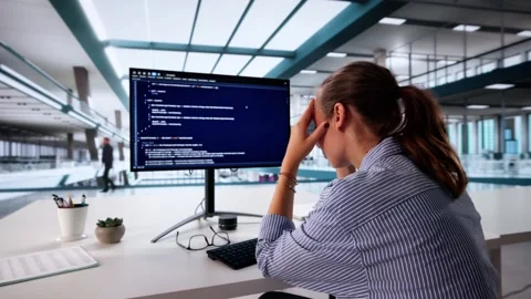 Frustrated Female Software Engineer Developing Computer Stock Footage 314522045