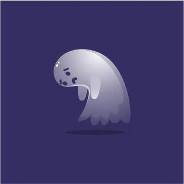 Frustrated ghost. Raster illustration in the flat cartoon style Stock Illustration