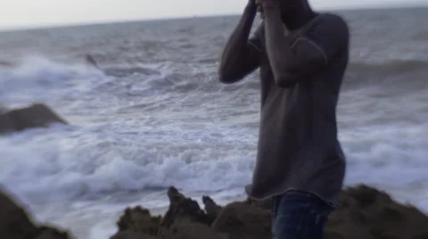 Frustrated guy shouting at the beach area 18 Видео 67527404