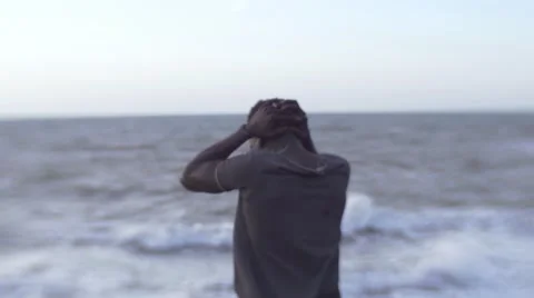 Frustrated guy shouting at the beach area 13 Stock Footage 67527464