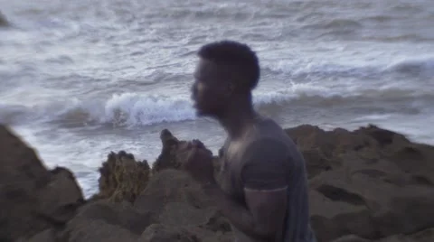 Frustrated guy shouting at the beach area 14 Stock Footage 67527480
