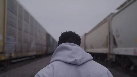 Frustrated Guy Walks On Train Tracks Stock Footage 270326488