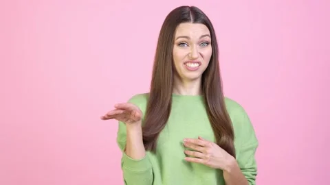 Frustrated lady not like intolerable odor isolated pastel color background Stock Footage 169595051