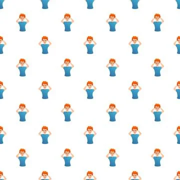 Frustrated man having headache seamless pattern Stock Illustration
