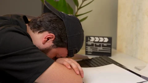 Frustrated man overwhelmed by falling papers Stock Footage 316233896