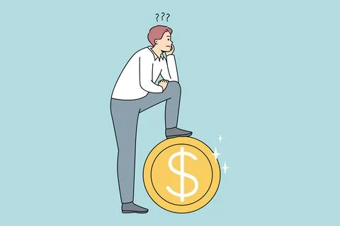 Frustrated man thinking of financial problems Stock Illustration