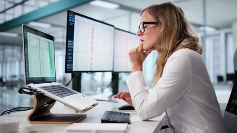 Frustrated Nurse Using Computer, Bored Woman Stock Footage 316445141
