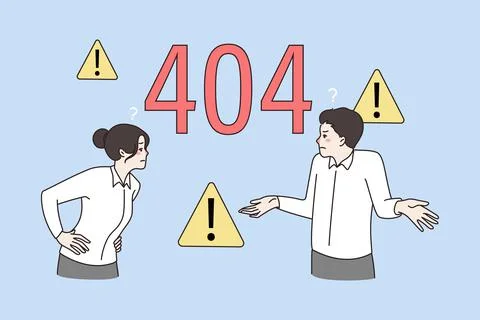 Frustrated people get error 404 on website page Stock Illustration