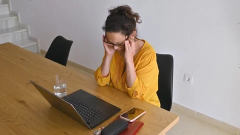 Frustrated Remote Worker Crying at Her Desk Stock Footage 303432736