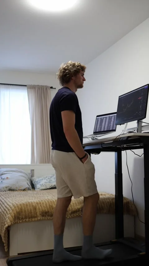 Frustrated remote worker feels fed up with repetitive computer work at home Stock Footage 346881212