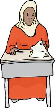 Frustrated Student Looking at Paper Illustrazione stock