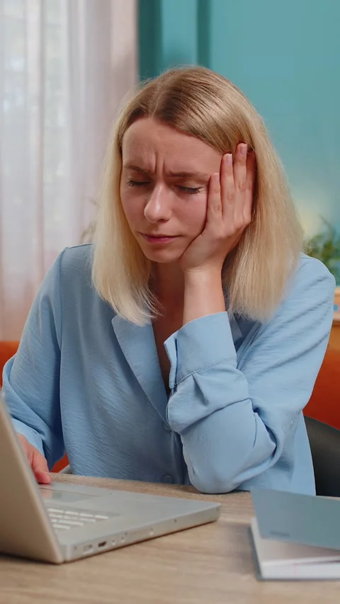 Frustrated woman having software problems with laptop angry girl nervous seeing Stock Footage 316246208