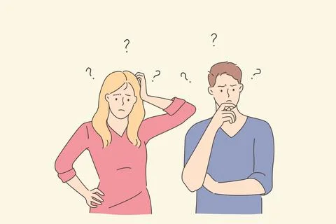 Frustration, challenge and question concept Illustrazione stock