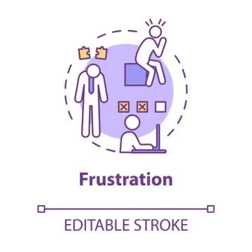 Frustration concept icon. Breakdown at work. Nervous worker with migraine イラスト素材