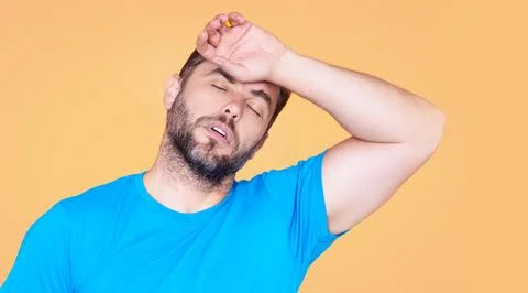 Frustration with difficult problem solving. Emotional frustration in thoughtful Stock Photos