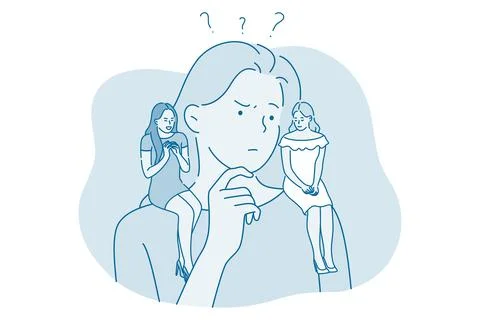 Frustration, doubt, difficult choice concept 库存插图