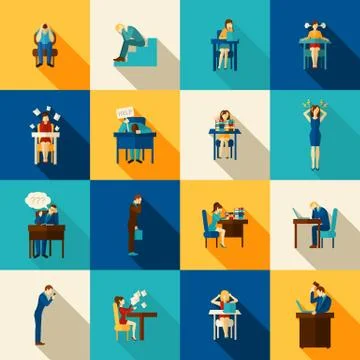 Frustration Icons Flat Set Illustrazione stock