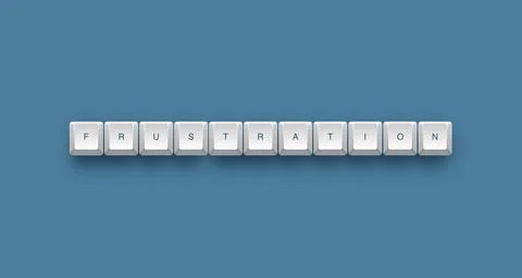 Frustration text on a 3d keyboard button with shadow concept series Stock Illustration