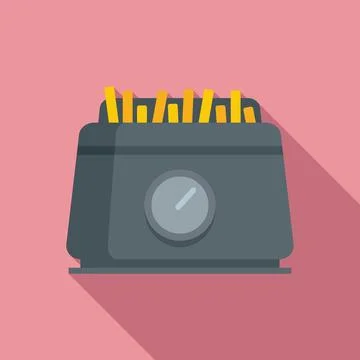 Fry appliance icon flat . Deep fryer Stock Illustration