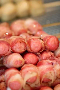 Fry bacon of high calorie. Stock Photos